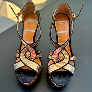 Gold glitter heels size8